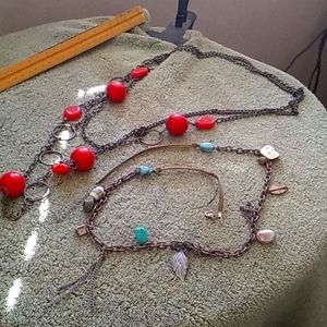 Hippy style pair necklaces